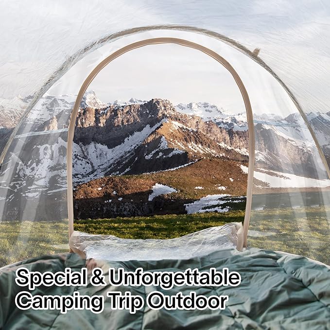 EighteenTek® Pod All Weatherproof Sports Tent Clear Pop Up Tent Camping Stargazing Transparent Outdoor Bubble 2 Person Capsule Portable Weather Proof Pod Instant Cold Protection Shelter 88x54x39H