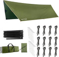 Camping Tarp with Poles - 15x12 Tarp for Camping or Hammock Rain Fly for Hiking Backpacking or Portable Survival Shelter UV Protection and 3000mm Water Resistant by Wakeman Outdoors (Green)