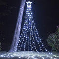 Christmas Decoration Lights Outdoor Christmas String Lights 320 LED 11.5 Ft Waterfall Tree Light with Big Star Topper 8 Light Modes for Xmas New Year Holiday Garden Yard Indoor Outdoor Decor