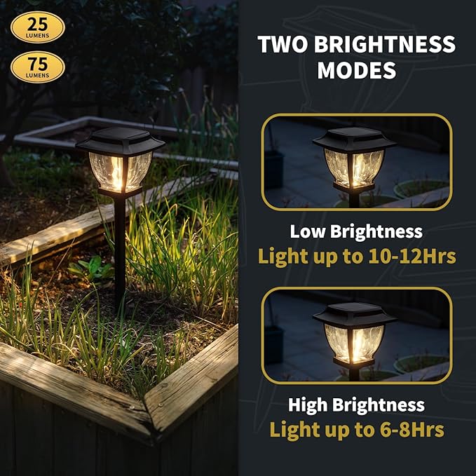 Solar Pathway Lights Super Bright Solar Lights Outdoor Waterproof 4 Pack Glass Solar Garden LED Lights Landscape Lighting Decorative for Path Yard Patio Walkway DrivewaySlate Black