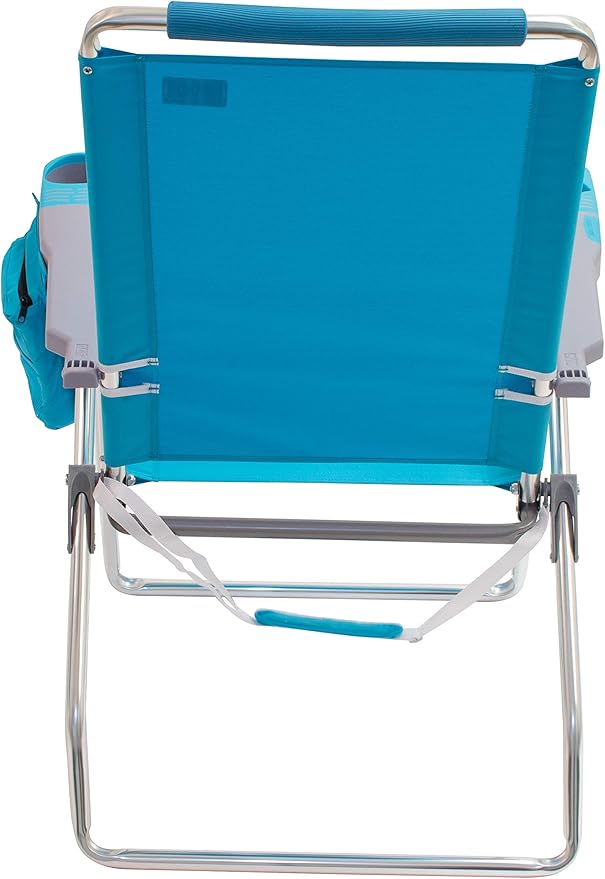 Rio Brands 17 Extended Height 4-Position Folding Beach Camping Lawn Chair Light Blue