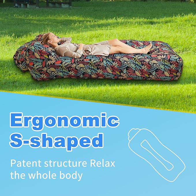 Inflatable Couch Inflatable Lounger Air Sofa | No-Pump Blow Up Couch | Ergonomic Design Air Couches Outdoor for Camping &amp Park &amp Beach Upgrade Your Camping Accessories