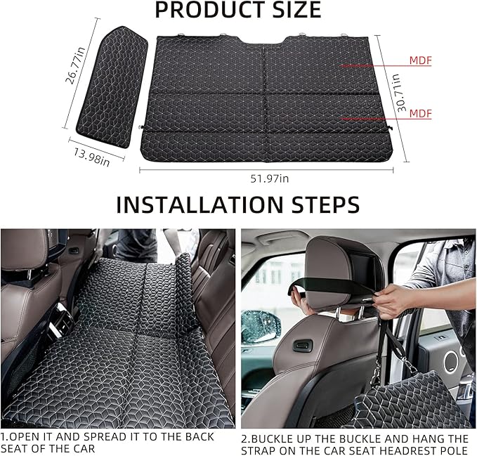 ABE Non-Inflatable Car MattressDouble-Sided Folding Car Bed Mattress SUVPortable SUV MattressCamping Mattress Back SeatBack Seat Extender for Dogs(Dinosaur World)