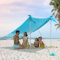 VILLEY Beach Tent Sun Shelter with UPF50+ Protection for 5 Person 8x7FT Portable Sun Shade with 2 Stability Poles and 4 Sandbags Outdoor Beach Canopy for Camping Picnics Fishing Outdoors(Blue)