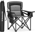 SONGMICS Oversized Lumbar Support Camping Chair Heavy-Duty Outdoor Folding Chair Comfortable Padded Glamping Cooler Bag Weight Capacity 450 lb Ink Black UGCB066B01