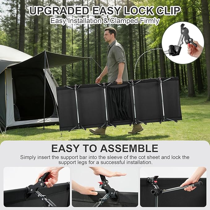 87 Camping Cot Heavy Duty 400lbs Capacity Adjustable Height with Leg Extenders Lightweight Aluminum Frame Portable Folding Bed for CampingTravel Beach Office Nap