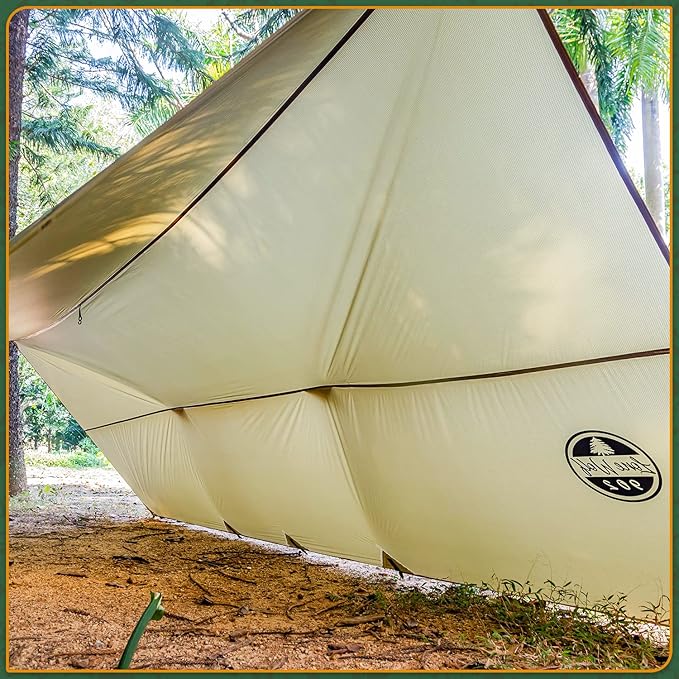 POMOLY Camping Tarp Hammock Tarp 9×12ft Ultralight 20D Silnylon Waterproof 3000mm for Hiking Backpacking - Wolfden UL
