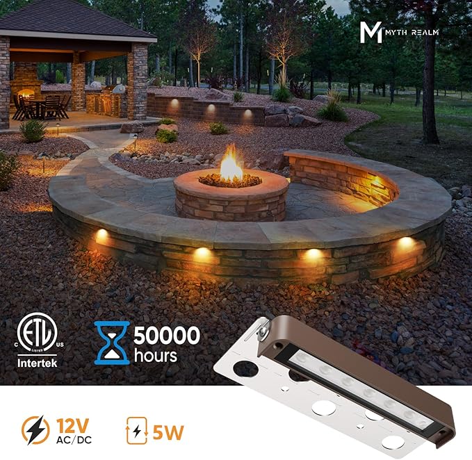 8-Pack 12 Inch 5CCT Retaining Wall Lights 4W LED Hardscape Lighting LED Landscape Lighting 12V-15V Low Voltage Outdoor Step Lights Paver Lights 2200K/2700K/3000K/4000K/5000K Selectable ETL