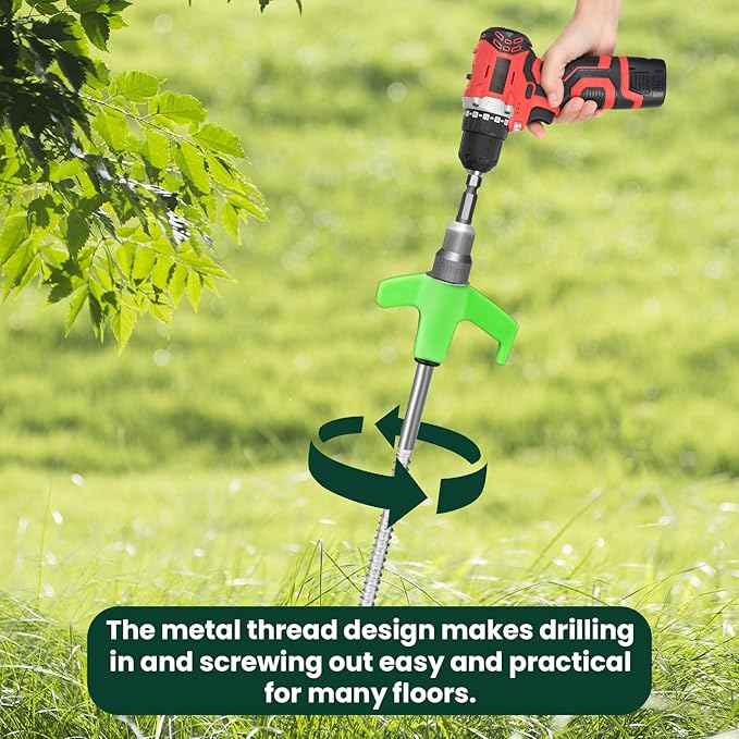12 Pack 8 Screw in Tent Stakes Heavy Duty- Ground Anchors Screw- Tent Pegs Camping Stakes- Hex Pegs Drillable Tent Stakes and Hexagon Head Drive and Storage Box(Green)
