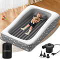 Inflatable Toddler Travel Bed - 67'' Large Size Safety Kids Air Mattress with 4 Sides - Portable Camping Bed for Outdoor Sleepovers Easy to Inflate &amp Deflate with Storage Bag &amp Pump Grey