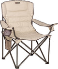 Lippert Campfire Deluxe Folding Chair - Sand High-Loft Foldable Cushion Chair Dual Cup Holders Power Coated Steel Frame Durable 600D Outdoor Polyester Fabric 500 lb. Capacity 2022114819