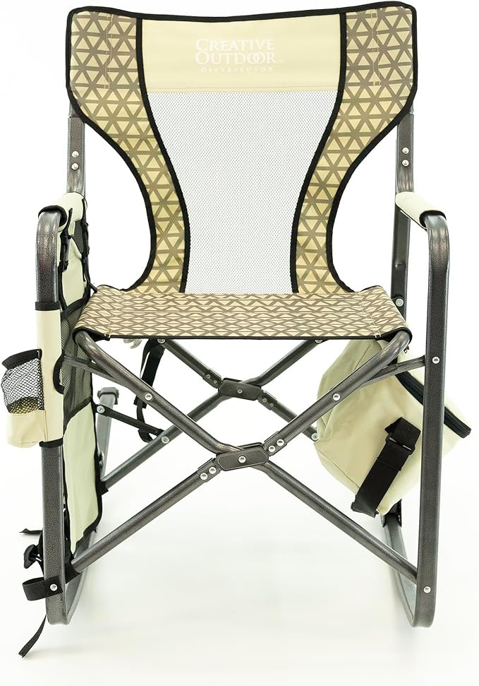 Creative Outdoor Collapsible Folding Rocking Director Chair | Camping Picnic Beach &amp Patio