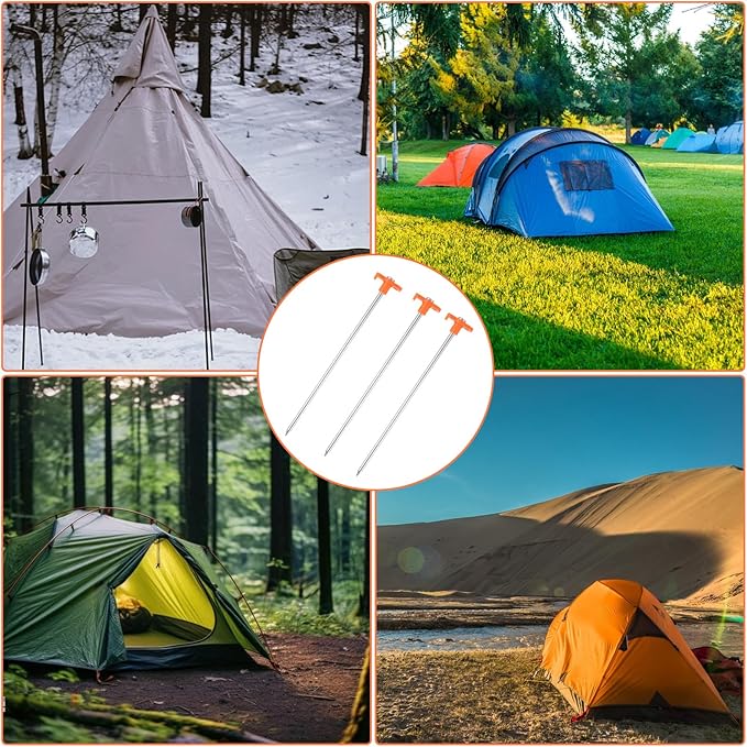 APACALI 40 PCS Metal Tent Stakes Heavy Duty 10 Inch Yard Stakes Non-Rust Metal Tent Pegs Ground Stakes Tent Spikes Camping Accessories for Camping Patio Garden Canopies Grassland Outdoor