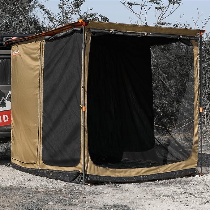 ALL-TOP Awning Room with Floor 8.2' x 10' Rip-Stop 210D Oxford Awning Tent with Bug-Resistance Mesh Waterproof Sun Shelter for Overland Camping(Black Coating Room Only)