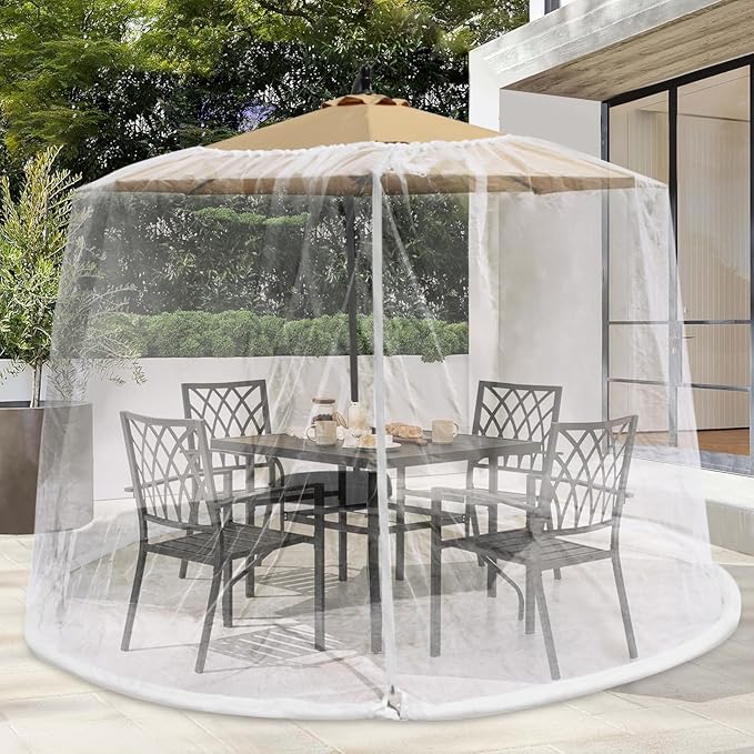 Mosquito Net for Patio with Zipper Door and Water Tube Suitable for Outdoor Patio Camping Umbrella 7.5-1 1FTJVLJVL (white)
