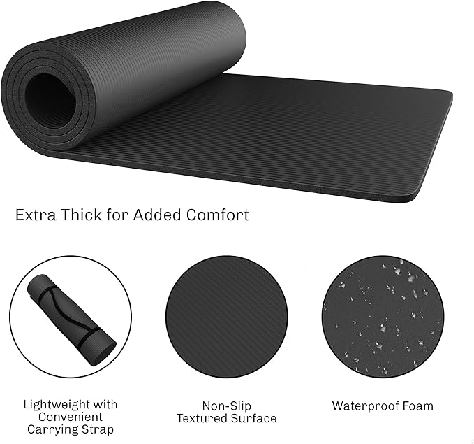 Foam Sleeping Pad - Lightweight 1-Inch Mat for Camping Cots Tents Backpacking and Yoga - Non-Slip and Waterproof with Handle by Wakeman