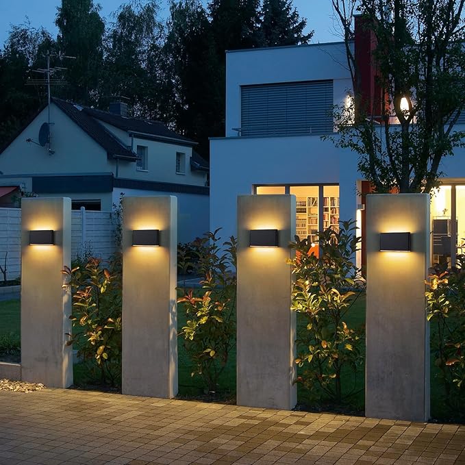 Modern Outdoor Wall Sconce Black LED Outdoor Wall Light Fixtures 5.5 Up and Down Exterior Lighting Fixtures for House Porch Front Door Garage Yard Patio
