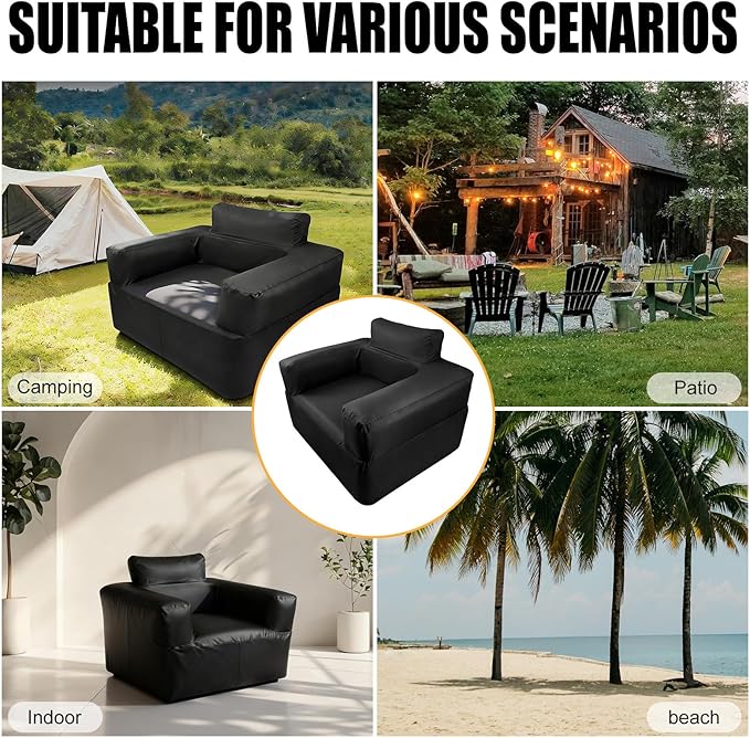 Inflatable Chair for Camping Portable Inflatable Couch Blow Up Couch with Built in Pump Slouch Couch Inflatable Sofa Air Sofa for Outdoor Glamping Backyard Patio Home Use Travel Waterproof
