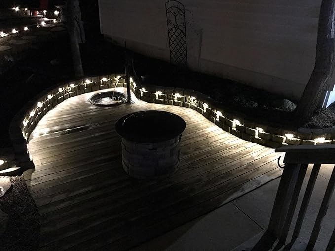 LED Outdoor Deck Lights Kit 12V Low Voltage 10 Pack IP65 Waterproof Small In-Ground Recessed Step Deck Lighting with Transformer Pathway Outdoor Landscape Decoration Lamps(Cold White Bronze)