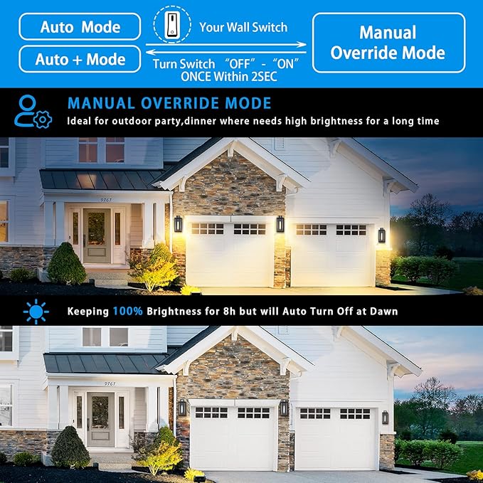 Motion Sensor Outdoor LightsAdvanced Dusk to Dawn Outdoor Lighting Exterior Light Fixtures Wall Sconce Modern Black Porch Light Wall Mount for Front Garage Entryway Bulb Included