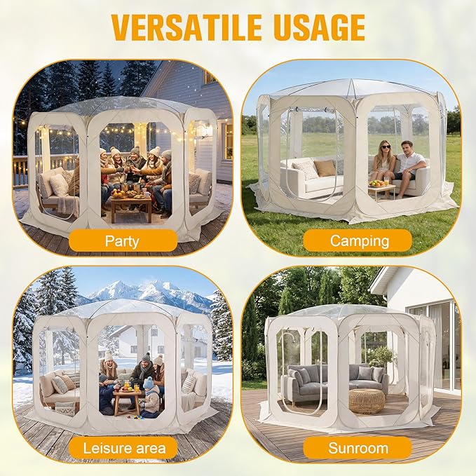 Bubble Tent with Rain Cover &amp Storage Bag 12x7ft Transparent Igloo Tent Dome for 6-8 Person Bubble House for Camping Backyard Party Stargazing