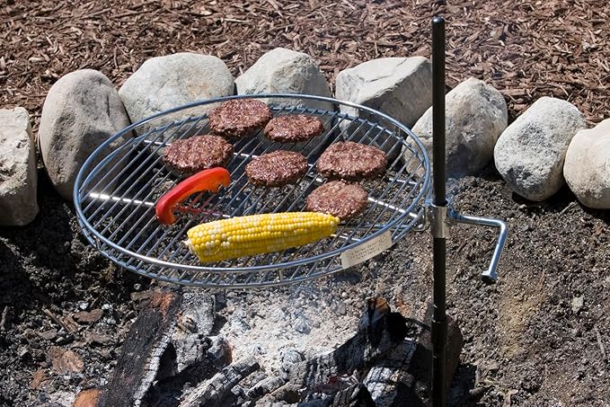 Portable ORB Campfire Grill 18 Dia HD Stainless Steel Rack with 2 Piece Stake Free Carrying bag 9 lbs.