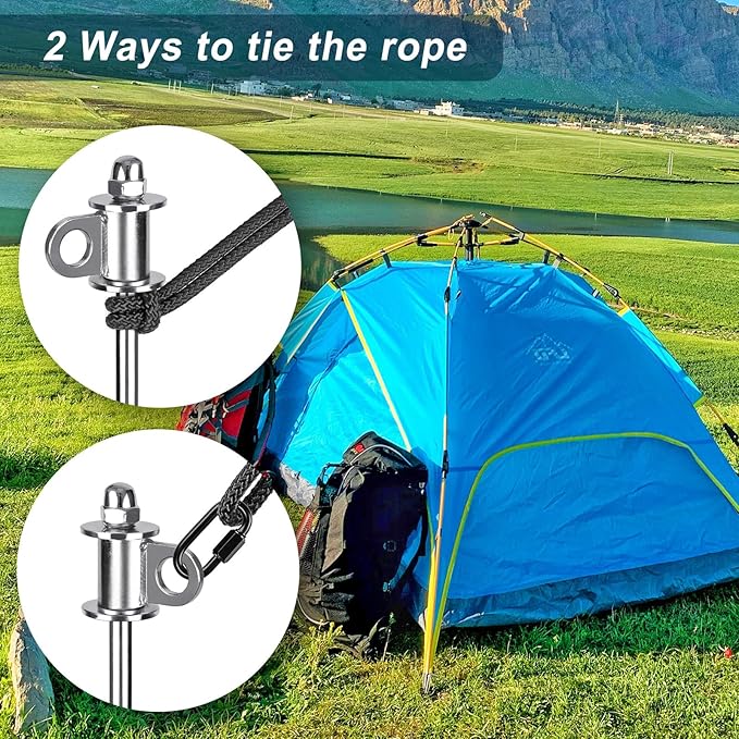 4 Pack Tent Stakes 12 Inch Heavy Duty Ground Anchors Full Welding Easy to Screw in and Reusable for Camping Tents Trampolines Sheds Swing Sets Securing Animals
