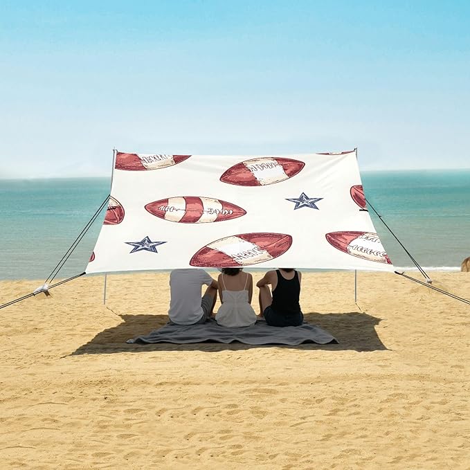 Rugby Tile Stars Pattern Camping Sun Shelter Beach Tent Portable Beach Sun Shade Outdoor Canopy for Camping Trips Fishing Picnic