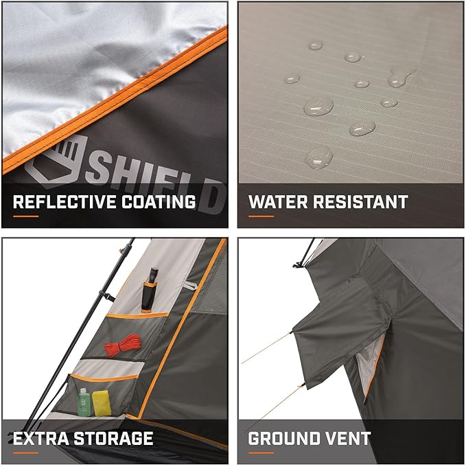 Bushnell Instant Tent | 6 Person / 9 Person / 12 Person Shield Series Instant Tents Cabin Design Perfect for 3 Season Family Camping Hunting and Fishing with Fast Setup | Instant Tents Cabin Design