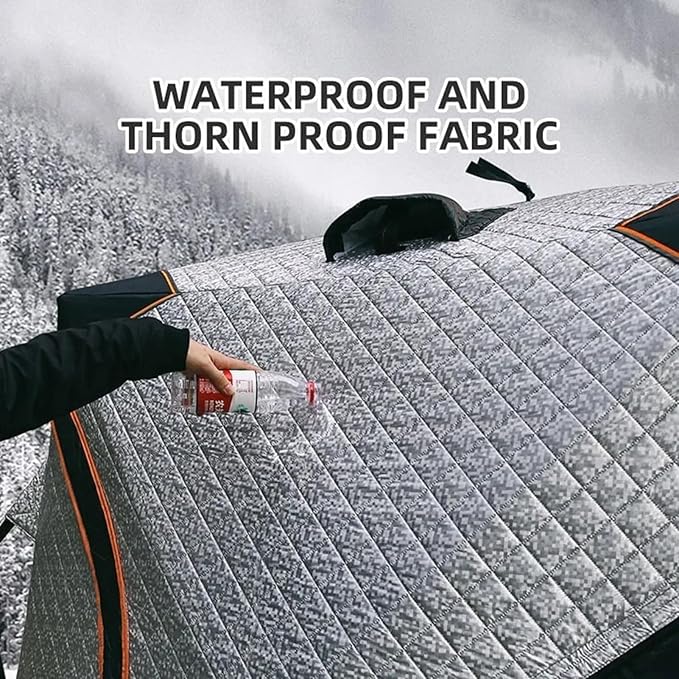 Pop-Up Portable Ice Fishing Tent with Carry Bag Insulated Ice Fishing Shelter with Two Doors &amp Six Windows 3-4 Person