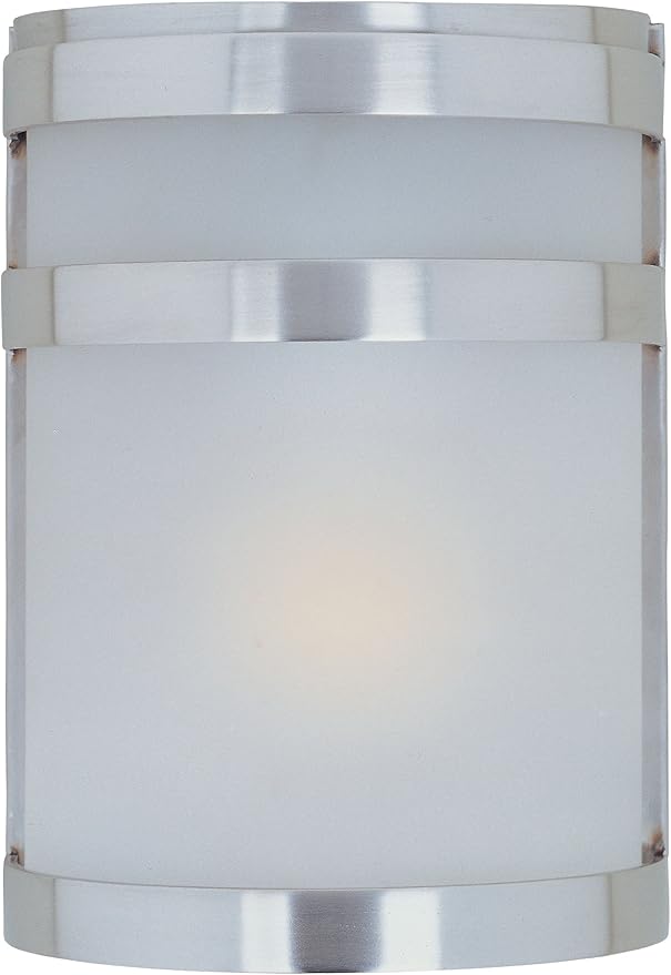 Maxim Arc-9W 1 LED Outdoor Wall Mount-6.5 Inches Wide by 9 inches high-Stainless Steel Finish-Frost Glass Color