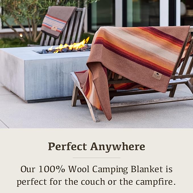Chubbuck 100% Wool Blanket Camping (60 x 84) - Large Warm Blanket for Camping Emergency Outdoor Concerts and Home Use - Fire Retardant Soft and Warm Blankets for Winter (Bronco)