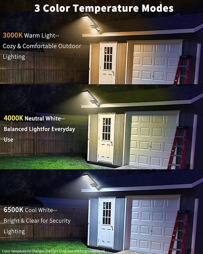 Ofuray Solar Lights Outdoor Waterproof 3000K/4000K/6500K Dusk to Dawn Solar Security Light with Motion Sensor &amp Remote Control IP66 Waterproof High Power LED Lighting for WallYardOutside Tri-2