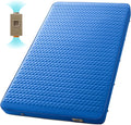 Self Inflating Double Sleeping Pad for Camping with Electric Pump 4 Inch Ultra Thick Memory Foam 2 Person Inflatable Sleeping Pad All Season Full Size Portable Camping Mattress for Travel Tent (Blue)