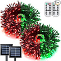 JMEXSUSS 2 Pack Solar String Lights Outdoor Waterproof Total 66 FT 200 LED Solar Christmas Lights Outdoor Twinkle Light for Christmas Tree Outside Garden Yard Xmas Decor Red to Green