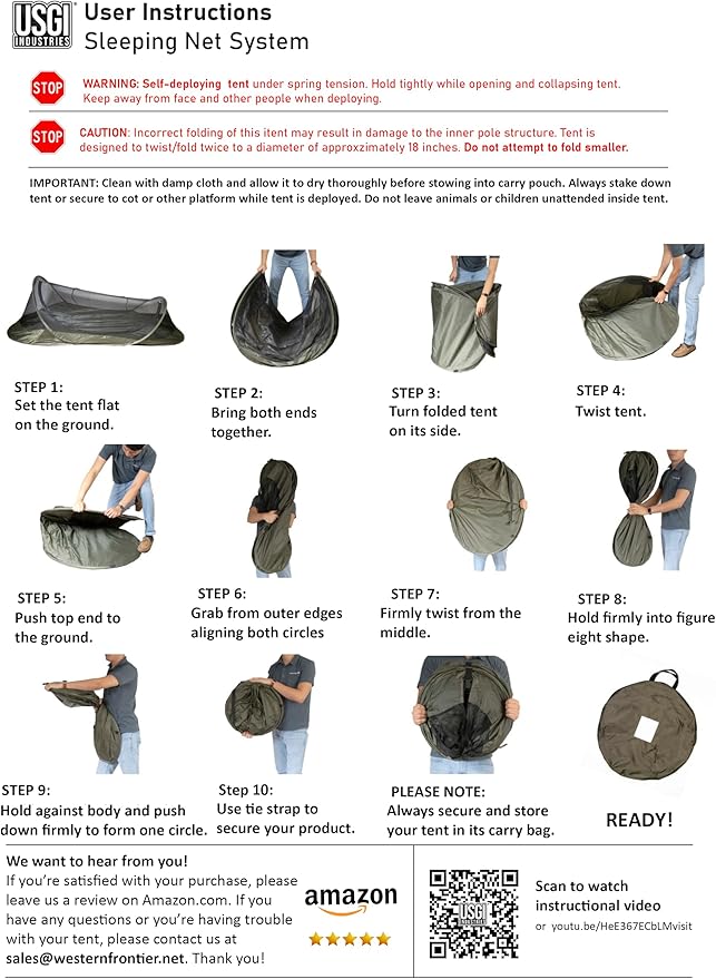 USGI Industries Bivy Tent | Lightweight Single Person Sleeping Net System for Outdoors Camping Survival Hiking Backpack | Mesh Protection