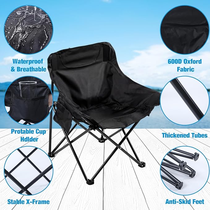 2 Set Beach Chair with Umbrella Foldable Camping Chair Adjustable and Fold up Umbrella with Storage Bag for Outdoors Fishing Camping Hiking Travel Picnic Beach