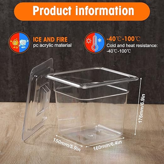 Sieral 8 Pcs 1/6 Size Food Containers with Lids - Clear Stackable Meal Prep Bins for Fridge OrganizationKitchen StorageBentoBaby FoodMicrowave Safe (6 Inch2 Quart)