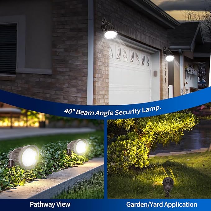 25W LED Bullet Flood Light3375 Lumens 3CCT Switch &amp Knuckle Mount 120-277V Dimmable Commercial Outdoor IP65 LED Landscape 40° Beam Angle 25W/20W/13W Changeable with photocell UL&ampcUL Listed