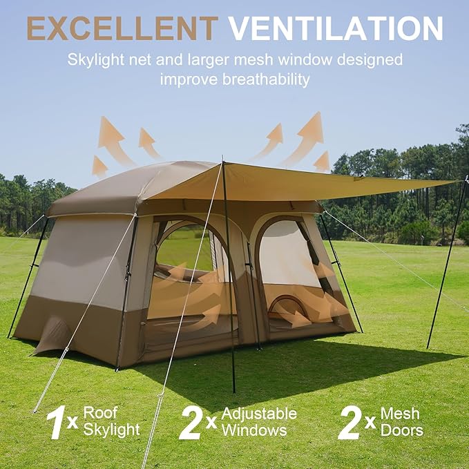 Vidalido Tents3-4 Person Camping Tent with Extended VestibuleWeather Resistant Family Tents with Breathable Mesh WindowsEasy Install Waterproof Outdoor Tent for Backpacking and Camping Hiking