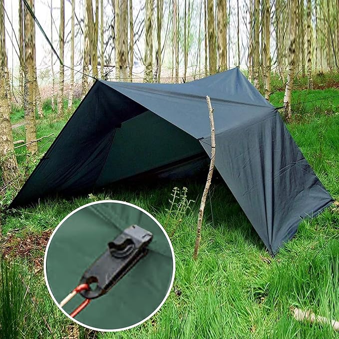 KALINCO Waterproof Camping Tarp 10X12FT Hammock Rain Fly Tent Tarp Multifunctional Tent Footprint Lightweight and Compact for Backpacking Hiking (Green-10X12FT)
