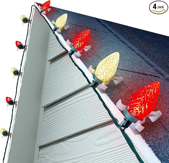 C9 LED Christmas Lights Outdoor 68 Ft 100 LED C9 String Lights with 100 All in One Clips Connectable Waterproof Christmas Tree Lights for Outside Roofline Backyard Garden Decor Red &amp Warm White