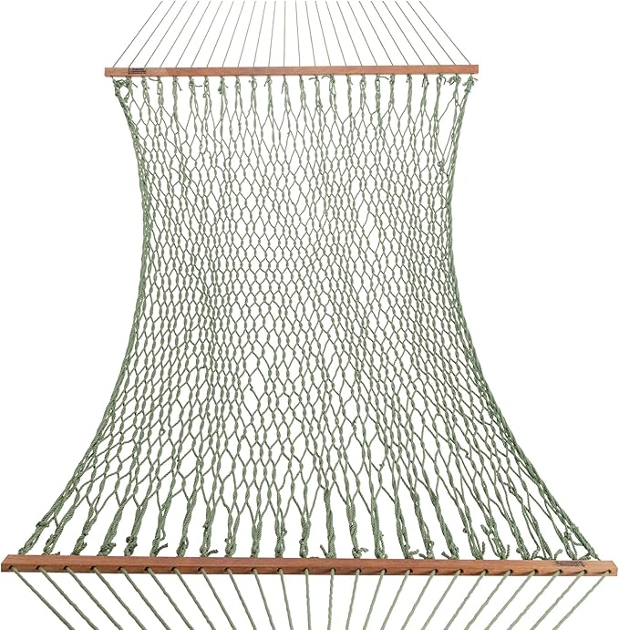 Hatteras Hammocks Deluxe Meadow Duracord Rope Hammock with Free Extension Chains &amp Tree Hooks Handcrafted in The USA 450 LB Weight Capacity 13 ft. x 60 in