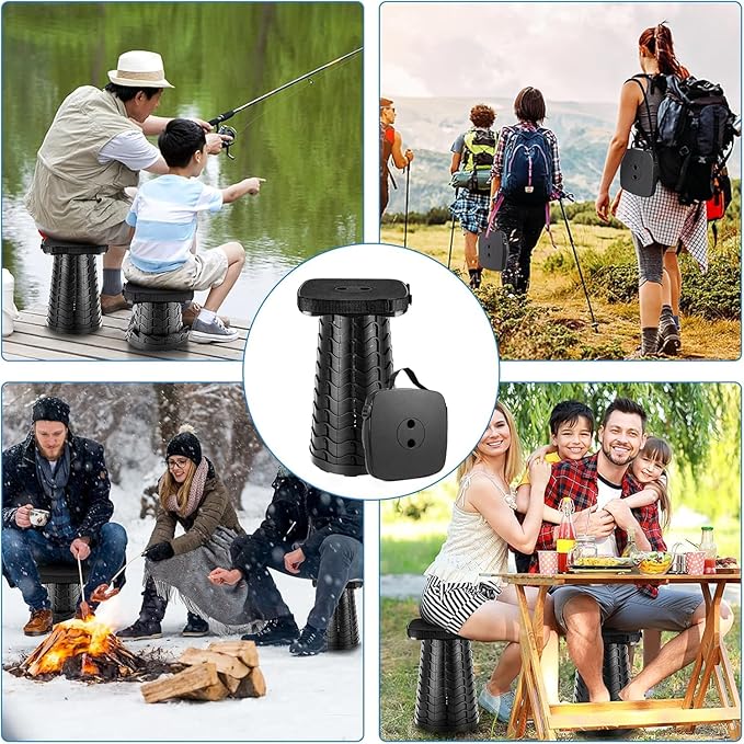 Collapsible Stool - Lightweight Folding Stool 485lbs Capacity Portable for Adults Camping Fishing Hiking Outdoor Travel