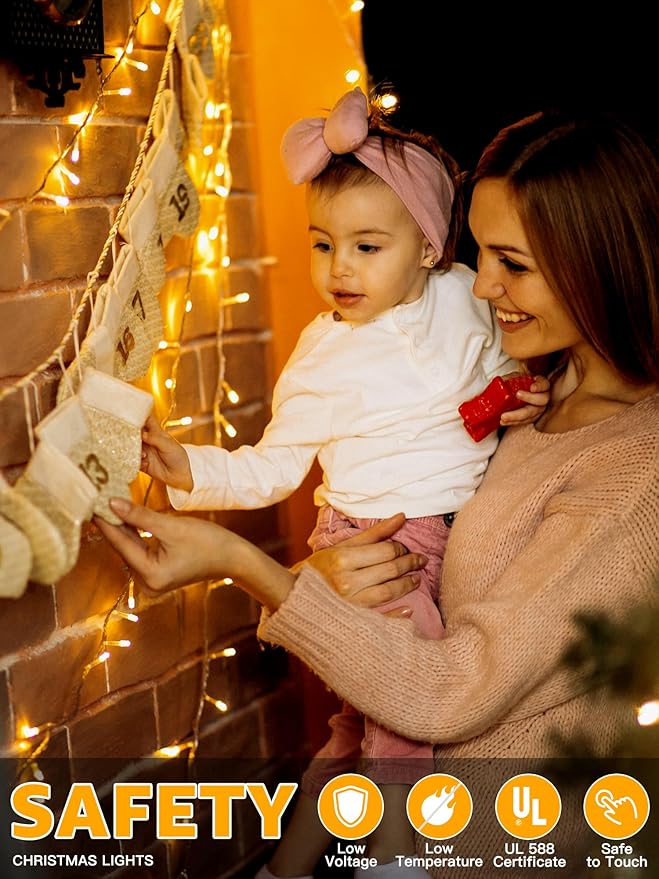 Christmas String Lights 1200LED 196FT 8 Modes Dimmable Fairy Lights with Remote and Timer Waterproof Christmas Lights for Festive Decoration Indoor Wedding Party Holiday (Warm White)