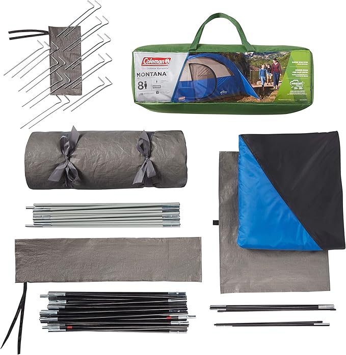 Coleman Montana Camping Tent 6/8 Person Family Tent with Included Rainfly Carry Bag and Spacious Interior Fits Multiple Queen Airbeds and Sets Up in 15 Minutes