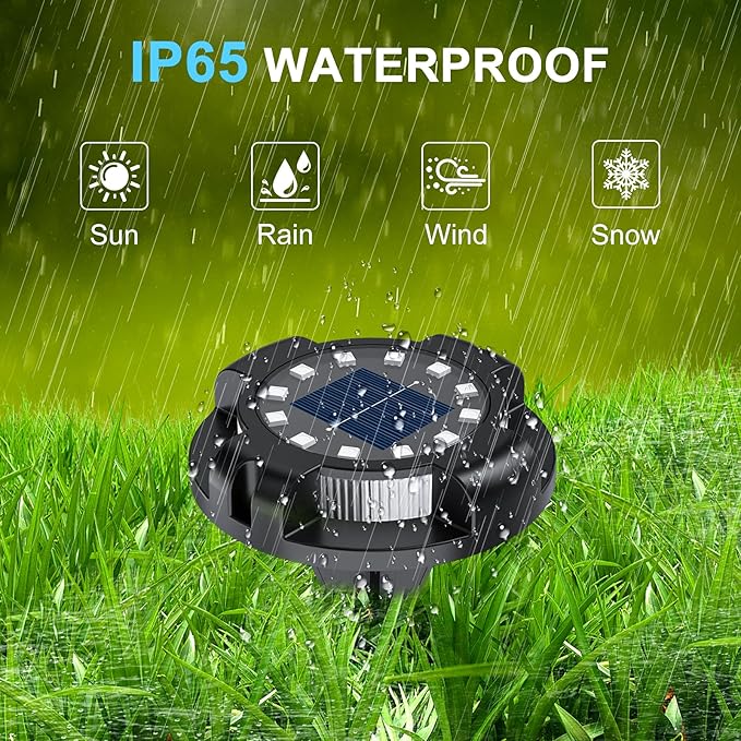 Solar Pathway Lights Outdoor 12 Packs Bright Blue 16 LEDs Solar Ground Lights Walkway Lights with Side Light Waterproof Solar Deck Light for Yard Walkway Garden Poolside Driveway Decorations