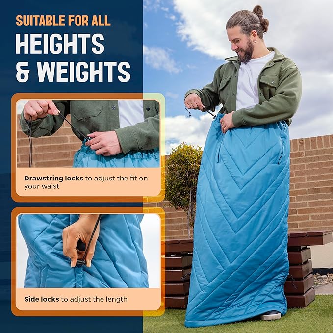 TREK &amp FIELD Wearable Stadium Blanket - Wind &amp Water-Resistant 54″ Weatherproof Outdoor Blanket for The Lower Body Perfect for Sports Outdoor Events Camping &amp Travel Soft &amp Warm -