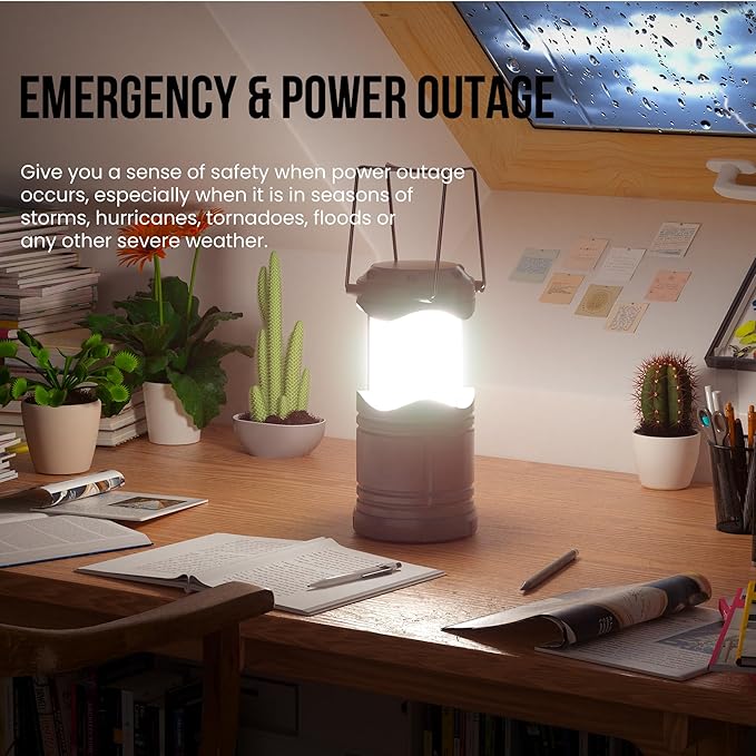 Lichamp LED Camping Lantern 4 Pack Battery Powered Flashlight for Power Outages Portable Collapsible Hanging Light Essential for Home Outdoor Emergency Lamp Survival Kit Gear for Hurricane C4