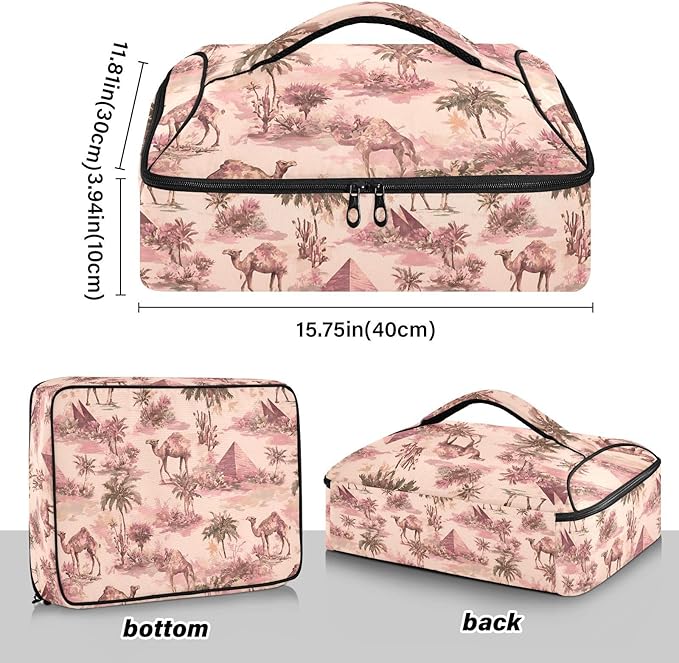 Casserole Carrier Lovely Camel PrintInsulated Casserole Carrier for Hot or Cold Food Thermal Lunch Tote for Potluck Parties Picnic Beach Fits 9 x 13 Inches Baking Dish